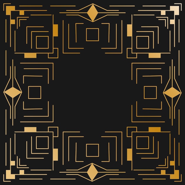 Vintage hipster abstrakcyjny wzór geometryczny ze złotą ramą geometryczną w stylu art deco