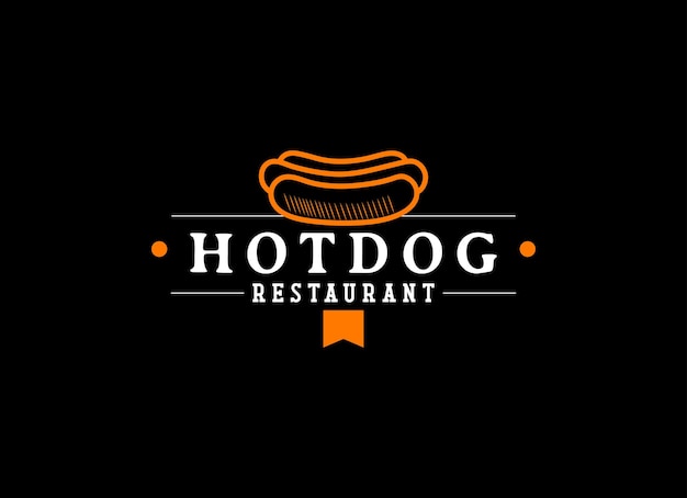 Vintage Hotdog Logo Wektor Fast Food Hotdog Ilustracja Do Ulicznego Jedzenia