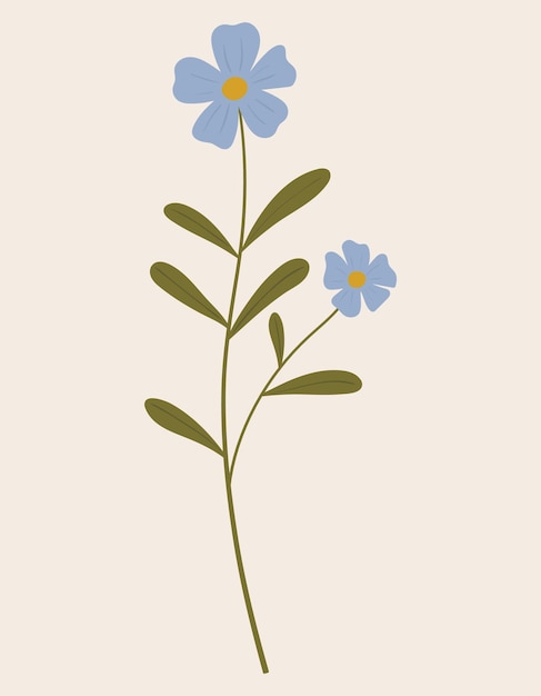Vintage Ilustracji Wektorowych Botaniczny Niebieski Dziki Kwiat
