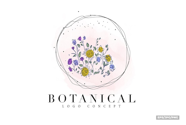 Vintage klasyczne botaniczne ręcznie rysowane kwiatowy minimalistyczny płaski kolor logo