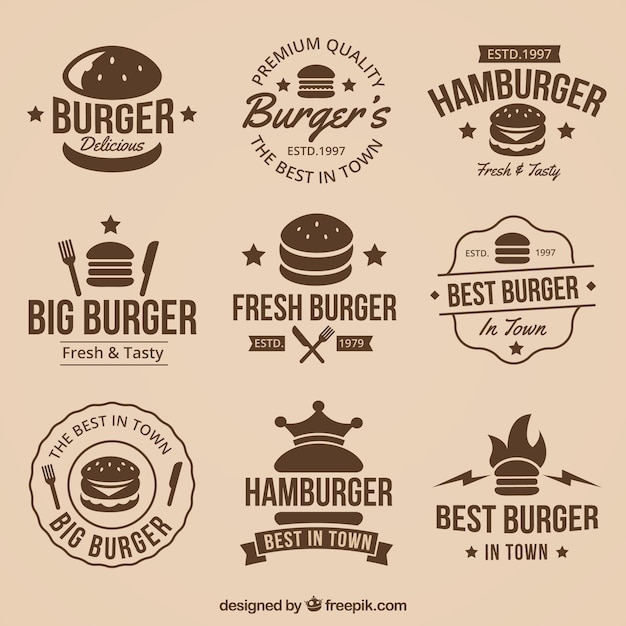 Vintage Kolekcji Wielkich Burger Logos