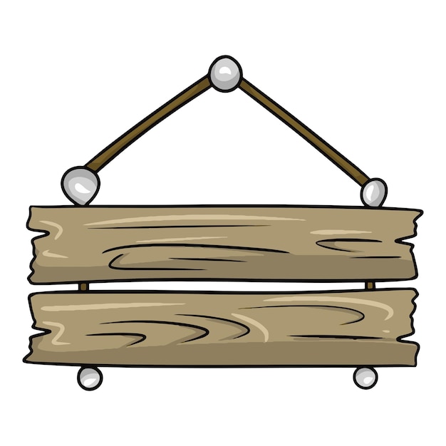 Plik wektorowy vintage kwadratowy brązowy drewniany znak na ilustracji wektorowych stojak reklamowy liny w stylu cartoon