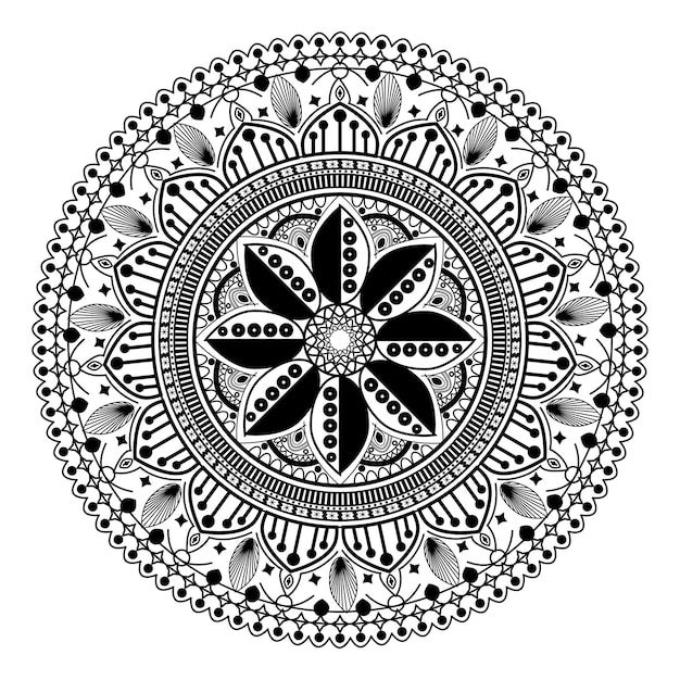 Vintage kwiatowy linia sztuki doodle sztuki mandali ornament sztuka tradycyjna mandala