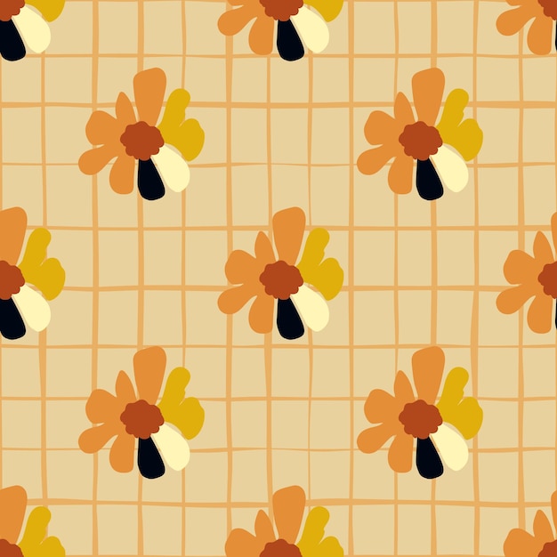 Vintage kwiaty wzór Retro groovy kwiatowy tło Abstrakcyjna stylizowana tapeta botaniczna Projekt tkaniny tekstylnej druk pakowy papier do pakowania moda wewnętrzna okładka ilustracja