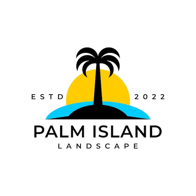 Vintage Logo Hipster Wyspa Palmy