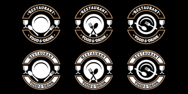 Plik wektorowy vintage logo kawiarni i restauracji ze sztućcami żywności i napojów