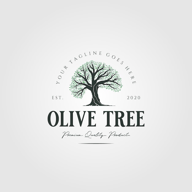 Vintage Logo Natura Drzewo Oliwne