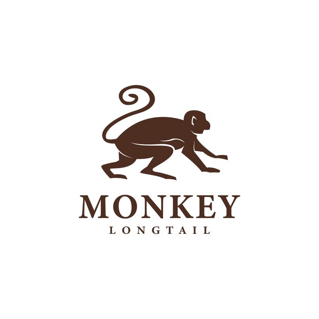 Plik wektorowy vintage małpa z długim ogonem sylwetka ilustracja projektu logo