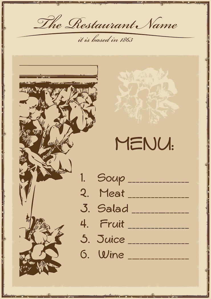 Wektor vintage menu restauracji pionowej. ilustracja wektorowa