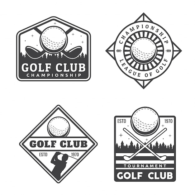 Plik wektorowy vintage monotone golf badge set