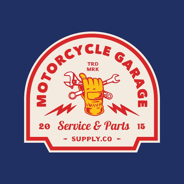 Vintage Motocykl Garaż Logo Odznaka Ręcznie Wykonana Ilustracja Wektorowa