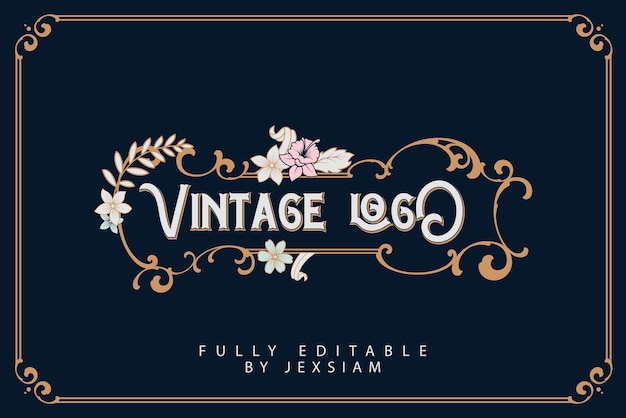 Plik wektorowy vintage napis logo antyczne retro luksusowe wiktoriańskie logo kaligraficzne z ozdobną ramą