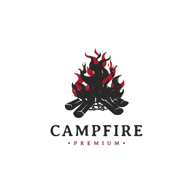 Plik wektorowy vintage ogień płomień logo projekt ogień obóz ilustracja wektorowa