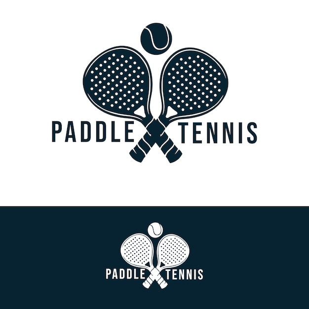 Vintage Paddle Tennis logo rakiety wiosłowe i piłki wektor ikony logo na białym tle
