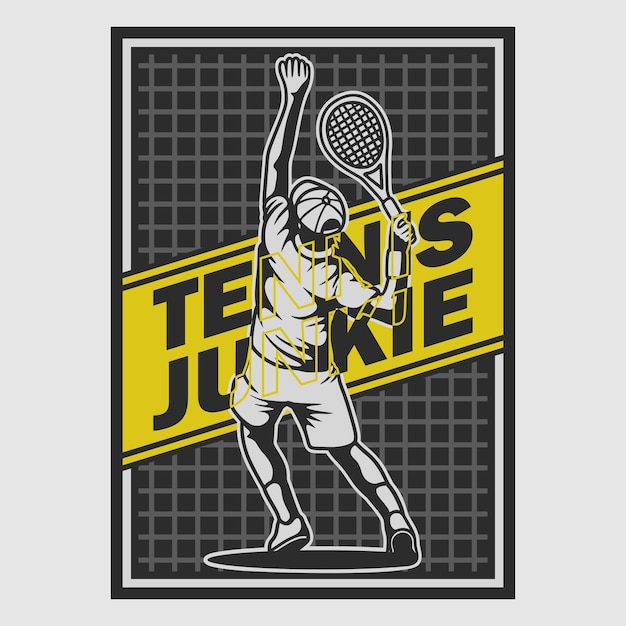 Plik wektorowy vintage plakat projekt retro ilustracja tenis ćpuna