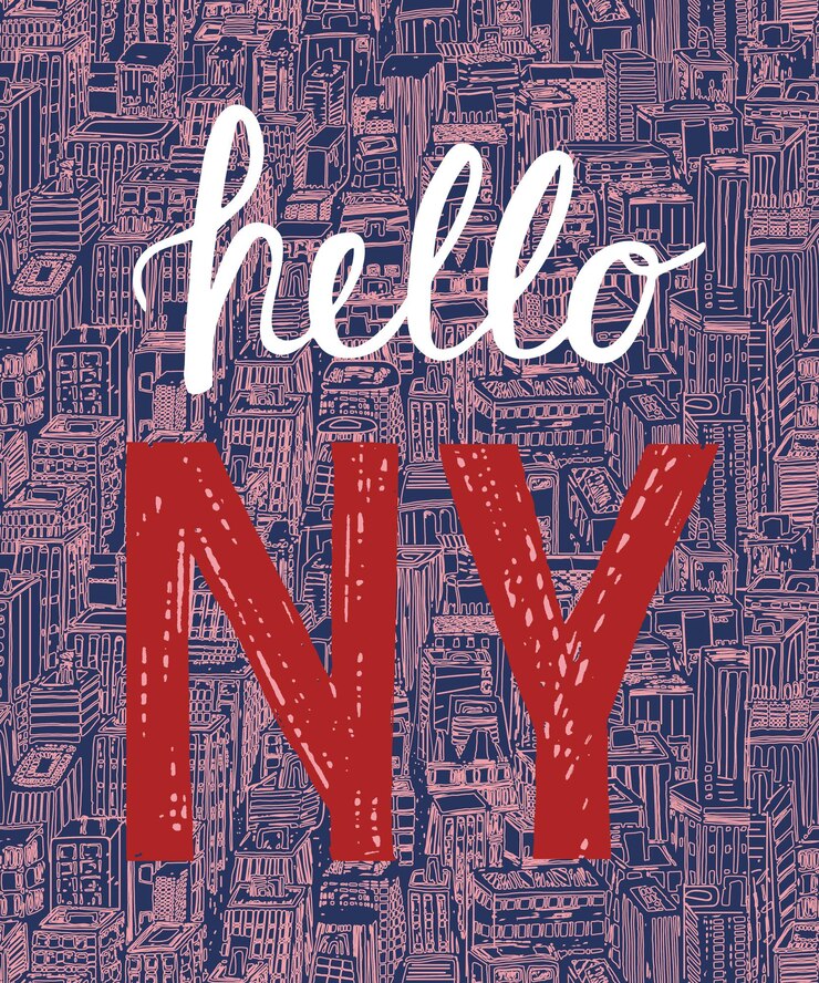 Wektor vintage plakat z ręcznie rysowane cytat hello ny odręczny napis cover and card