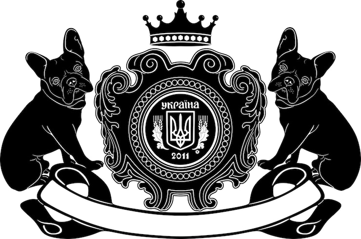 Wektor vintage rama z psem i ręcznie robioną monetą ukraińską