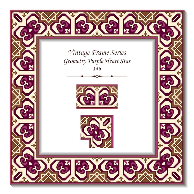 Vintage Ramka 3d Z Geometrii Purple Heart Star