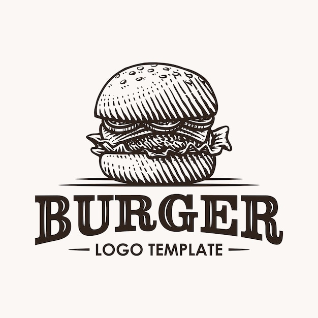 Vintage Ręcznie Rysowane Logo Ilustracja Burger