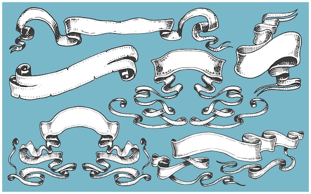 Vintage Ręcznie Rysowane Wstążka Flaga Lub Element Banera Do Książki Lub Innego Staro Wyglądającego Projektu Grawerowanego Kaligraficzna Część Dla Twojego Znaku