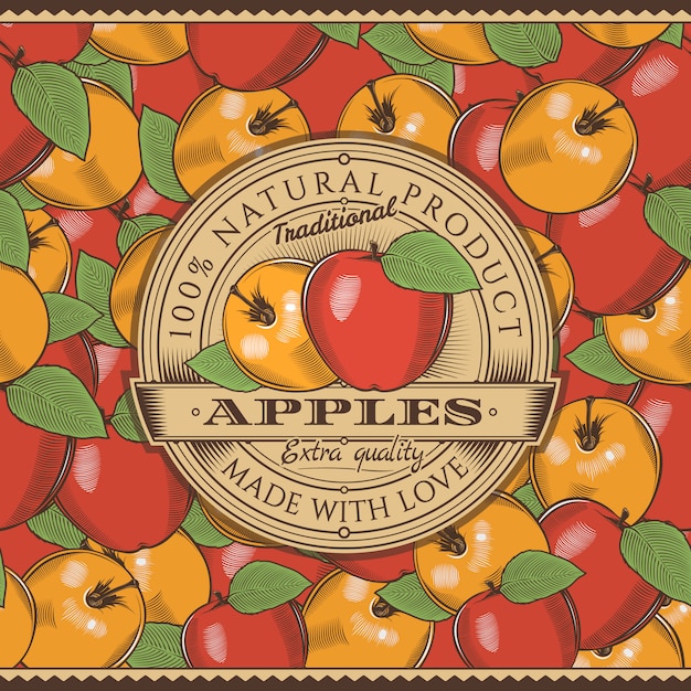 Vintage Red Apple Label