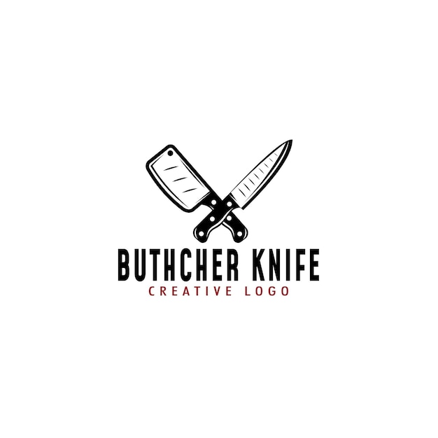 Vintage Retro Buthcer Knife Logo Design Inspiracja Do Sklepu Buthcer