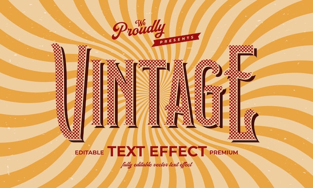 vintage retro edytowalny efekt tekstowy alfabet czcionka typografia krój pisma