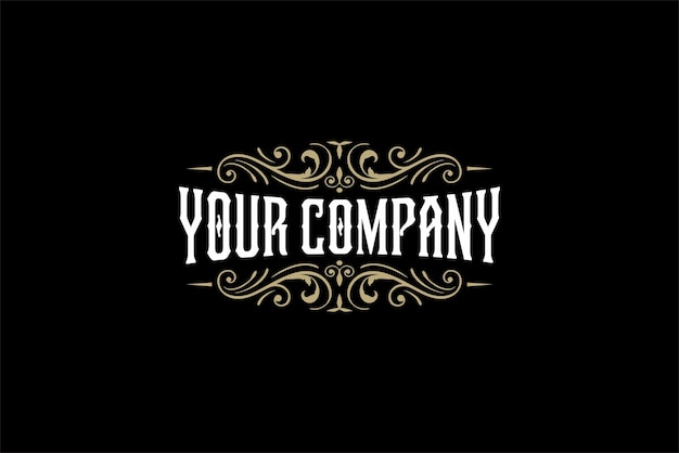Vintage retro logo z kwiatowymi ornamentami Vector