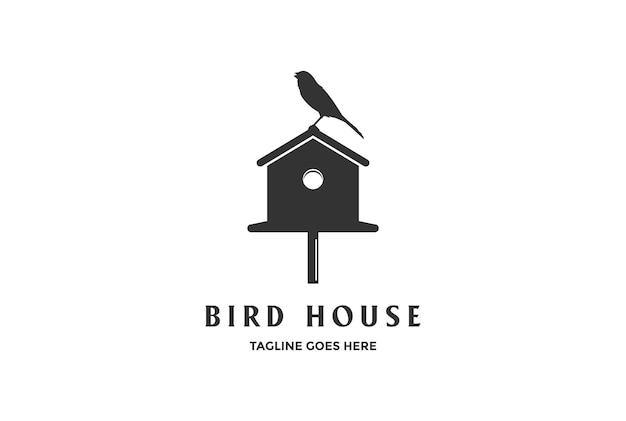 Vintage Retro Robin Canary Birdhouse Sylwetka Projekt Logo Wektor
