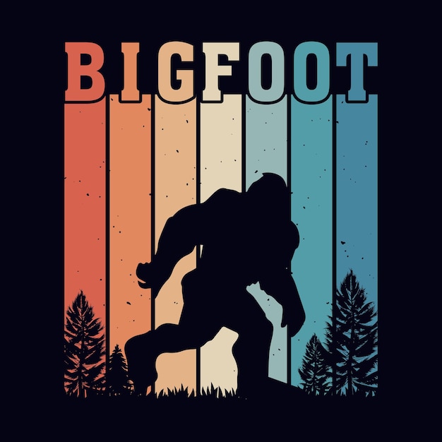 Vintage Retro Tło Bigfoot Tshirt Lub Projekt Plakatu