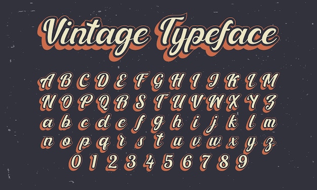 Plik wektorowy vintage retro wektor alfabet czcionka typografia krój pisma