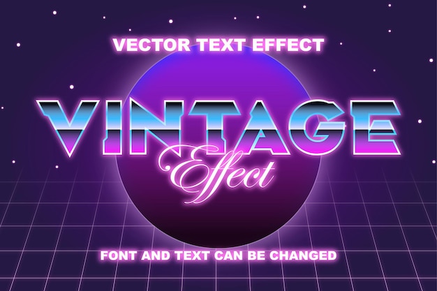 Vintage retrowave 90s neon blask 3d edytowalny szablon stylu czcionki efekt tekstowy