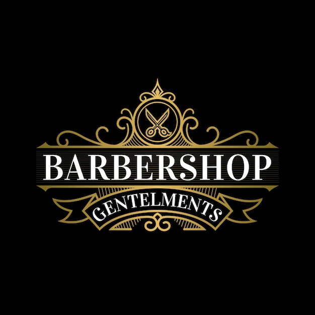 Vintage Royal Barbershop Logo I Szablon Etykiety
