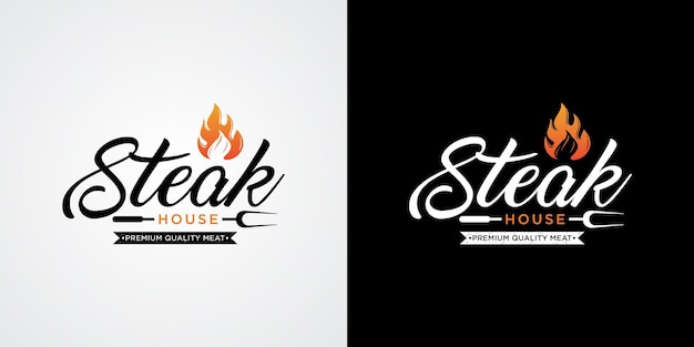 Vintage Steak House Logo W Stylu Retro Grill Restauracja Godło Ilustracja Wektorowa