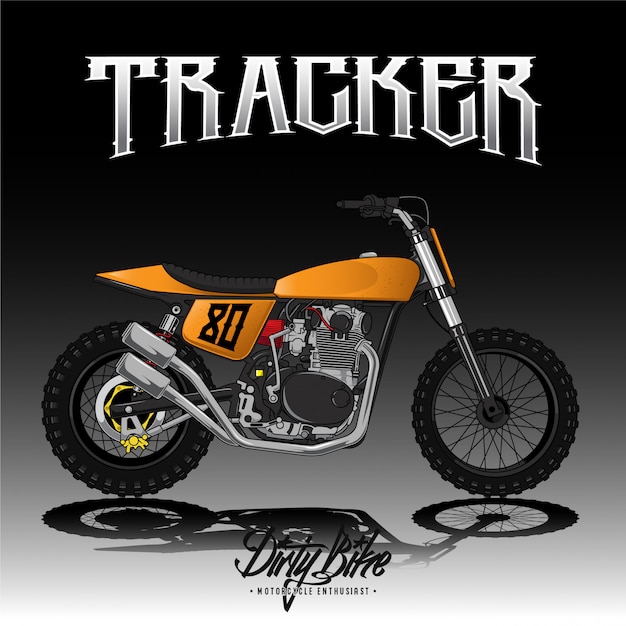 Vintage Street Tracker Motocykl Plakat Premium Wektor