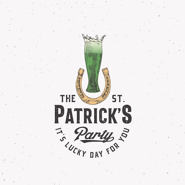 Vintage Style Saint Patricks Day Logo Lub Etykiety