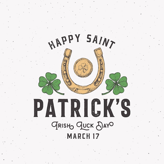 Vintage Style Saint Patricks Day Logo Lub Etykiety