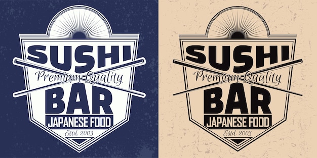 Vintage Sushi Bar Logo Lub Projekt Godła