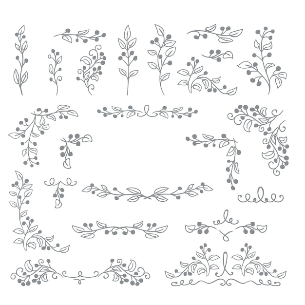 Vintage swirl ornament line styl rozkwita zestaw Filigree kaligraficzne ozdobne lokaty dekoracyjne