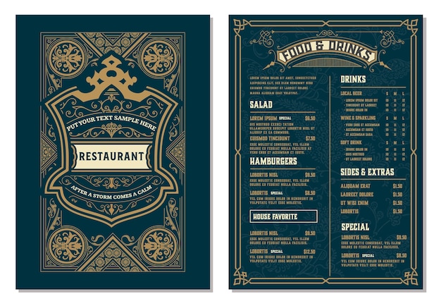 Plik wektorowy vintage szablon do projektowania menu restauracji. warstwowy.