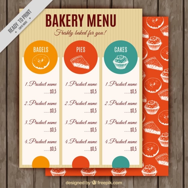 Plik wektorowy vintage szablon menu bakery