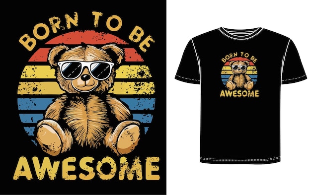 Vintage T-shirt z niedźwiedziem