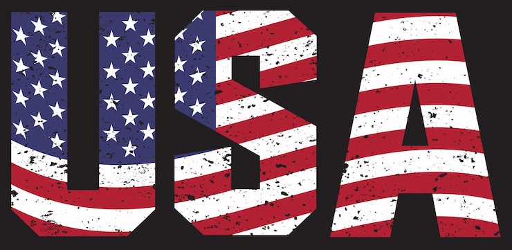Wektor vintage tekst usa z flagą