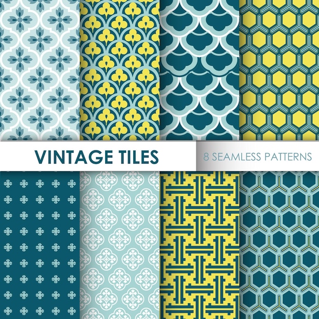 Vintage Tile Backgrounds 8 Bez Szwu Wzorów