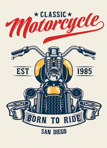 Vintage Tshirt Design klasycznego garażu motocyklowego