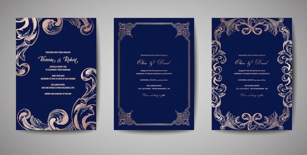 Vintage Wedding Save The Date, Zaproszenie Navy Cards