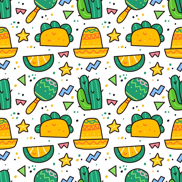 Viva Mexico W Stylu Doodle Wzór