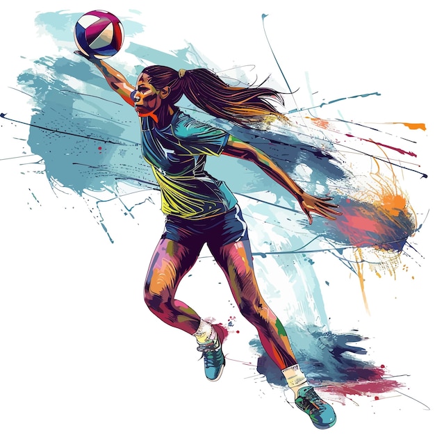 Plik wektorowy volleyball_player_on_the_attack_vector