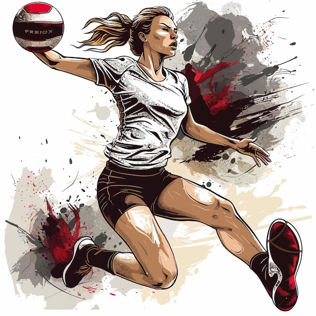 Plik wektorowy volleyball_player_on_the_attack_vector