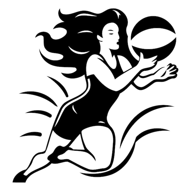 Plik wektorowy volleyball player woman vector logo template wolleyball player with ball